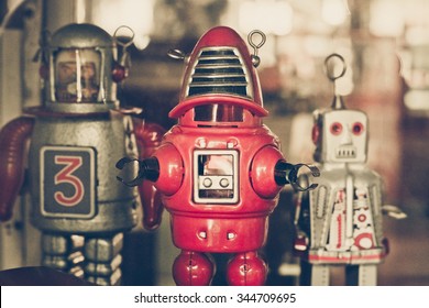 Old Classic Tin Robot Toys