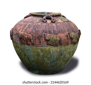 Old Clay Jar Isolated On White Background