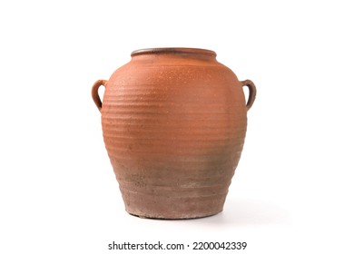 Old Clay Pot Isolated On White Background.