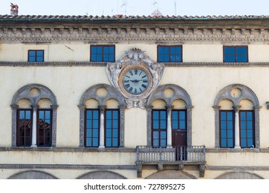 Old clock in building facade