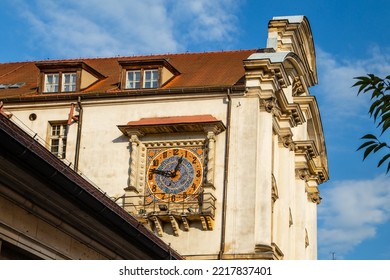 The Old Clock In The Building On Paderewski Street In Poznan, Poland