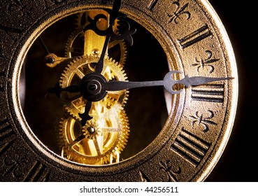 Old clock close up view