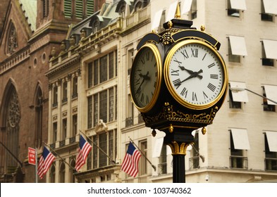 Old Clock On The Avenues Of New York City