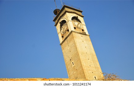 Old Clock Tower With Blue And Clean Sky
