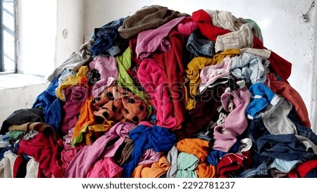 Old clothes for donation, charity, recycling and upcycling