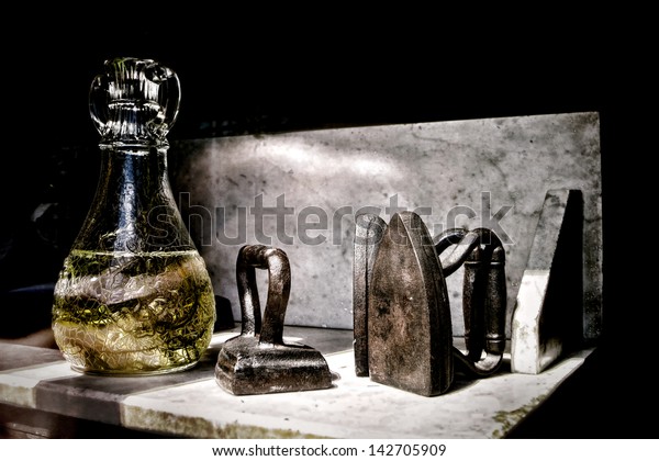 Old Clothing Iron Collectible Glass Vase Stock Photo Edit Now