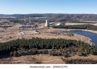 The Old Coal Fired Power Station At  Wallerawang New South Wales, Australia.and Lake Wallace .