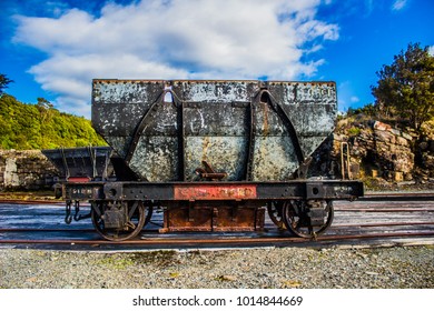 Old coal mining trolley relisc in Denniston, West Coast, New Zealand