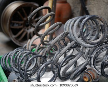 Old Coil Spring Shock Of Car.