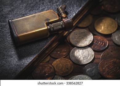 Old Coins And Old Lighter