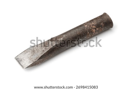 Old cold chisel tool isolated on white