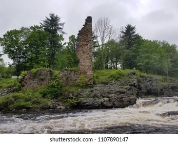 Old Collapsed Mill On The Lehigh River Bank 