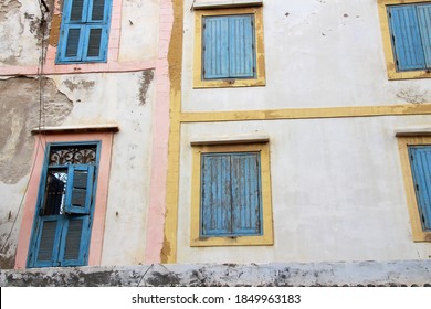 Old And Colorful Windows In Essaouira.