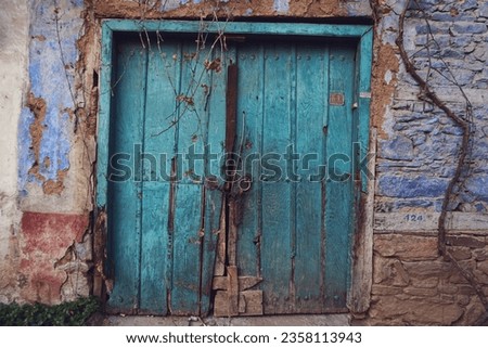 Old, colorful wooden door with lock - fairytale door to a world of fantasy ストックフォト © 