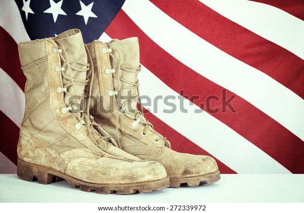Old Combat Boots American Flag Background Stock Photo 272339972 ...