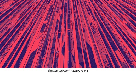 Old Comic Books Stacked In A Pile Creates A Colorful Abstract Background Texture With Red And Blue Duotone Effect