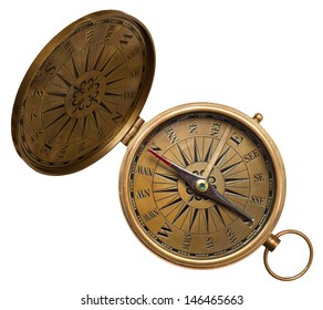 Old Compass Isolated On The White Background