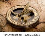 old compass on vintage map 1752