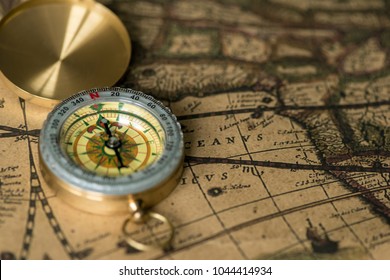 Old Compass On Vintage Map Rope Stock Photo (Edit Now) 1039231933