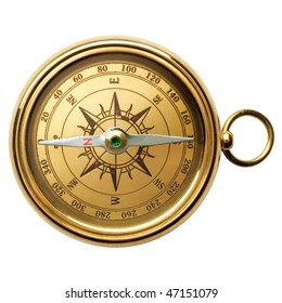 Old Compass On White Background