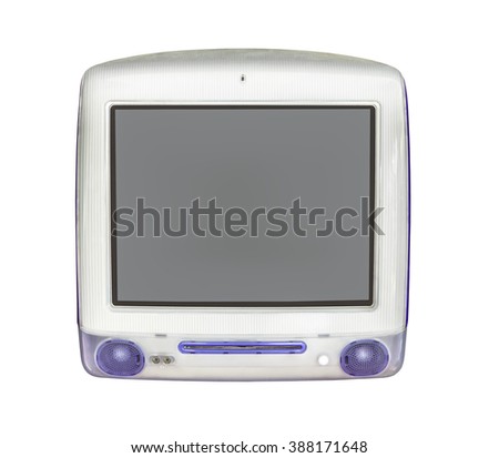 Old computer isolated on white with clipping path