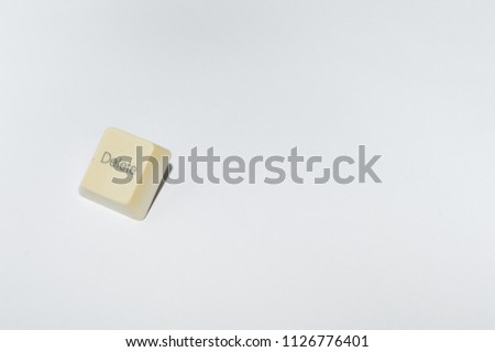 
old computer keyboard "delete" key isolated on white background