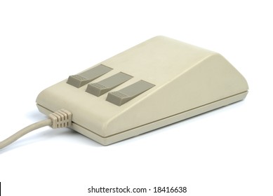 Old Computer Mouse Isolated Over White Background