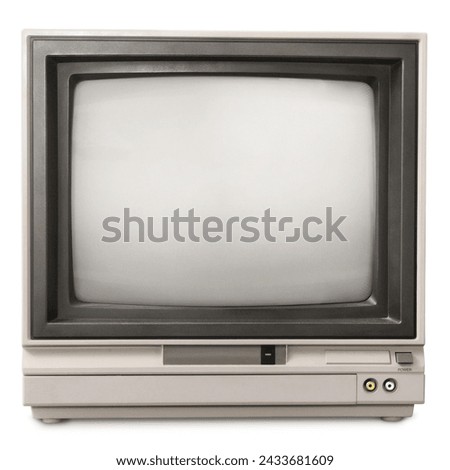 Old computerTV screen with abstract product background.