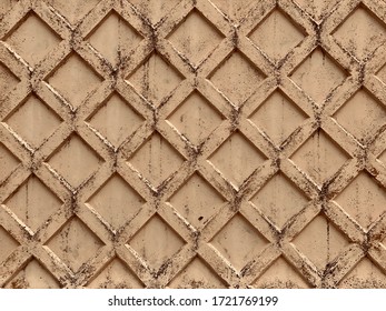 Old Concrete Wall With Embossed Diamond Pattern