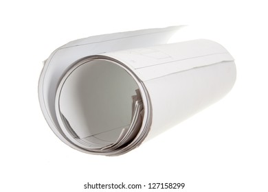 Old Construction Drawing Roll Isolated On Stock Photo 127158299
