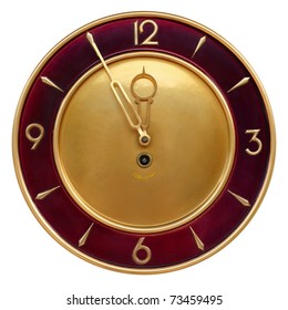 Old Copper Wall Clock Isolated