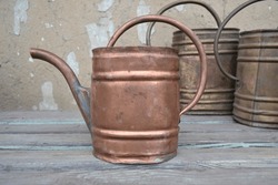 Old Copper Watering Can. Primitive  Garden Decor. Handmade.
