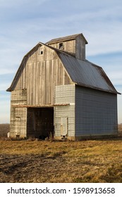 Old Corn Crib In Open Field.  Bureau County, Illinois, USA