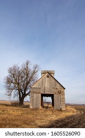 Old Corn Crib In Open Field.  Bureau County, Illinois, USA