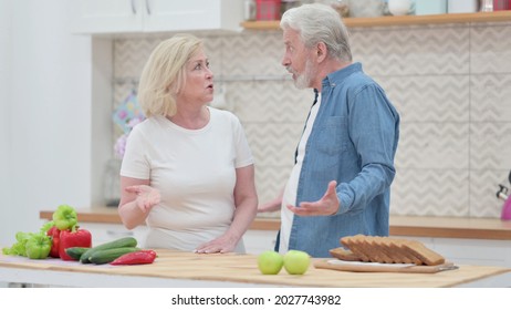 Old Couple Arguing While Standing In Kitchen 