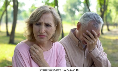 Old Couple Crying, Frustrated With Illness Of Close Relative, Problems Despair
