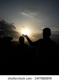 Old Couple Praying Sun The God Of Light In Hinduism Is Showing The Respect And Nature Love Of A Human Being. The Image Is Taken At Kanyakumari Tamilnadu India.