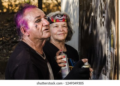 Old Couple, Punk Style And Graffiti