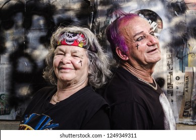 Old Couple, Punk Style And Graffiti