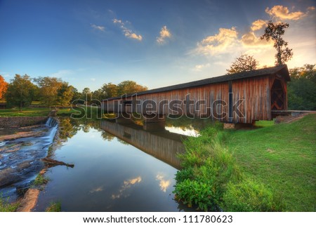 Old covered bridge in Watson Mill State Park, Georgia, USA.