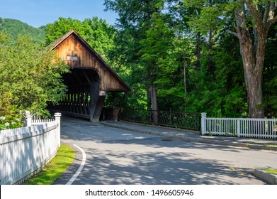 The Old Covered Bridge In Woodstock, Vermont.