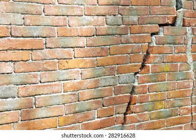 Old cracked brick wall 