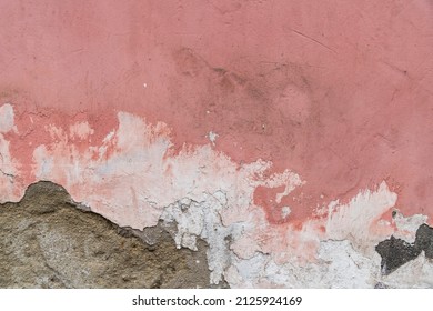 Old Cracked Pink Wall Background.