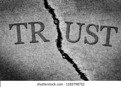 Old cracked sidewalk broken and dangerous cement lost trust untrustworthy