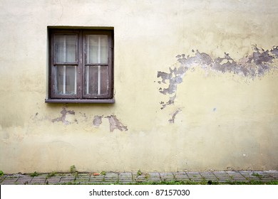 Old Cracked Wall With A Window