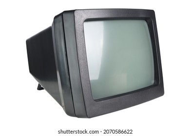 Old CRT Computer Monitor Isolated On White.