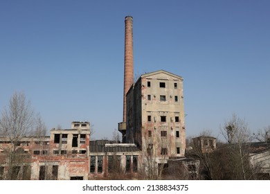 Old Crumbling Cellulose Factory In Europe.