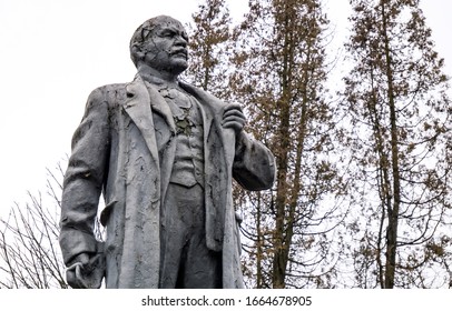 the old crumbling monument of Vladimir Lenin  in Polotsk, Belarus