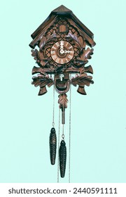 Old cuckoo clock on isolated background. 