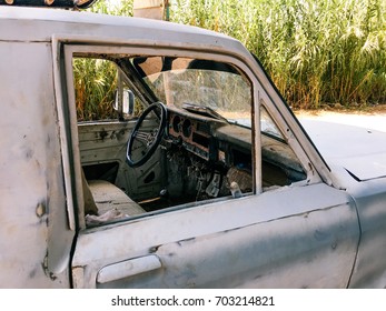 Old Damaged Car Interior.